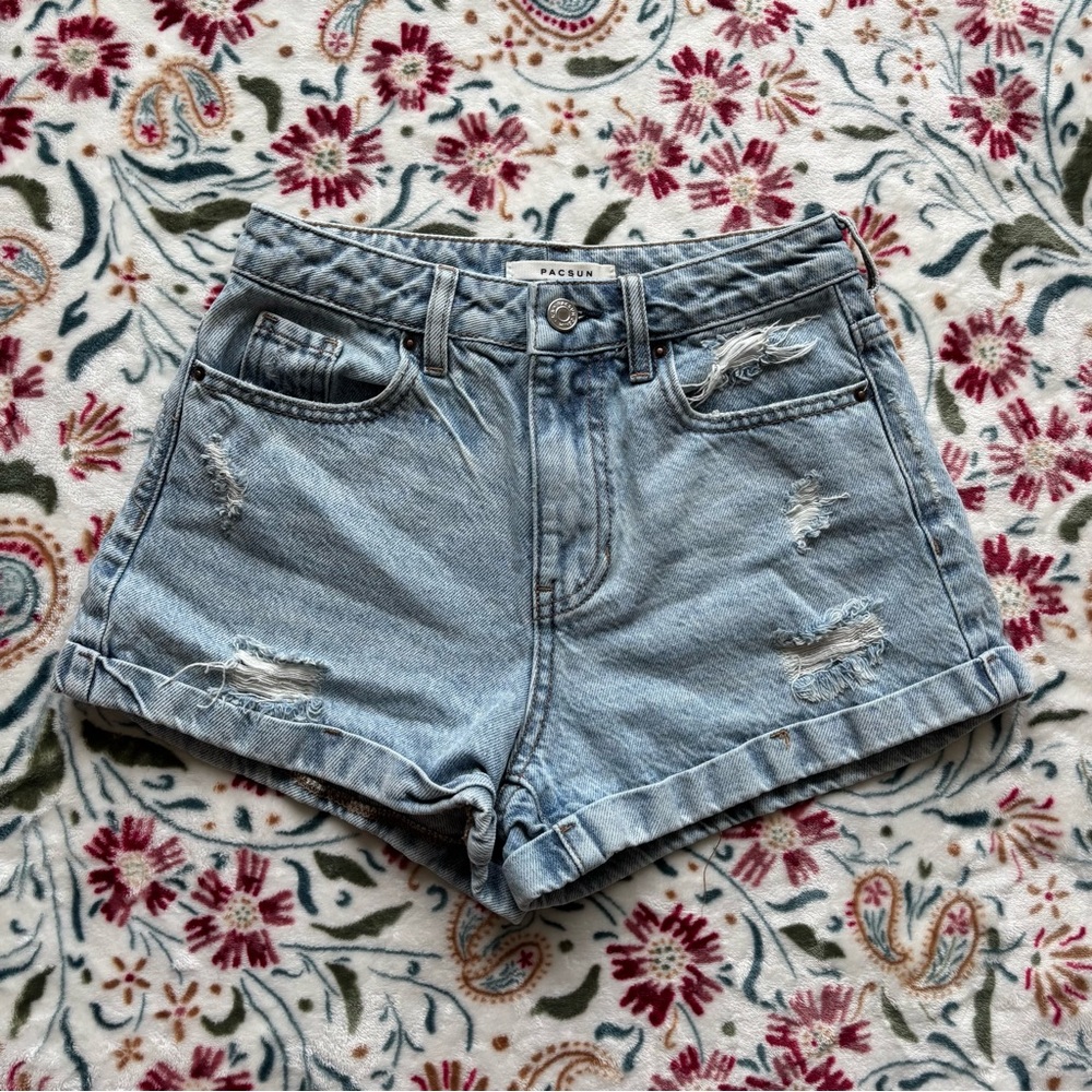 PacSun Light Blue Distressed Jean Shorts